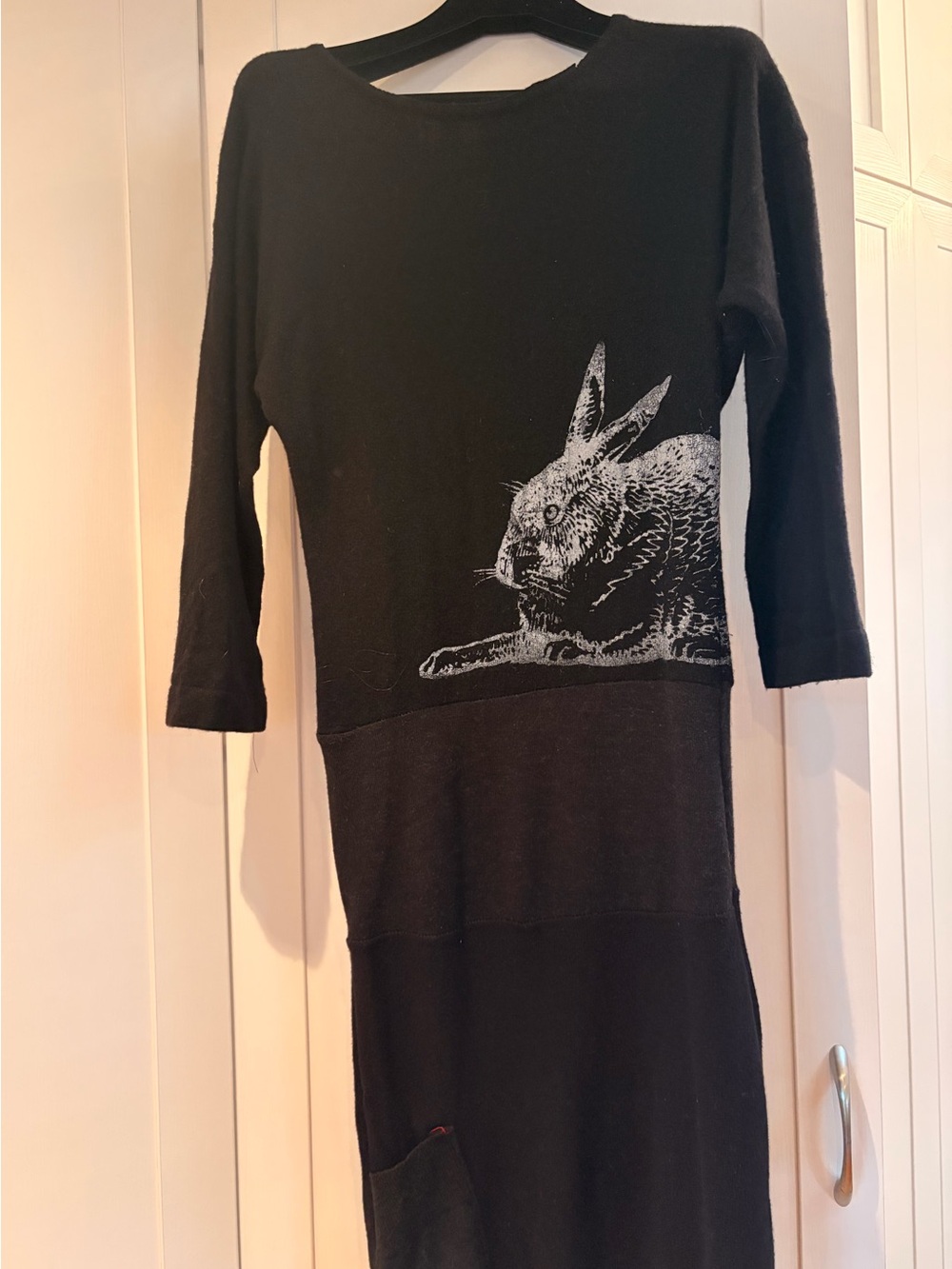 Black Dress with Rabbit Print